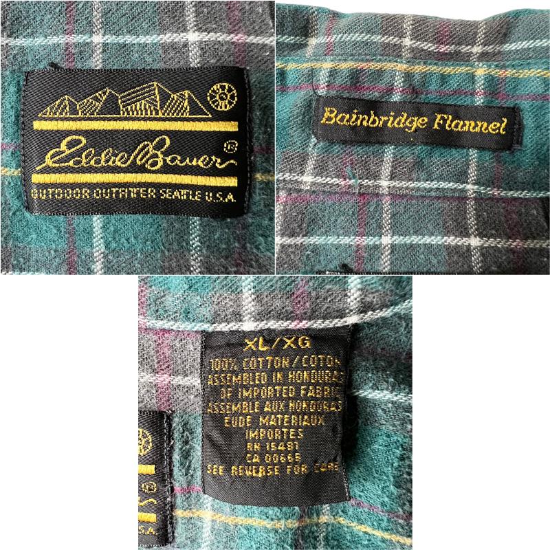 Eddie Bauer 80s 黒タグ チェック コットン ライト フランネル Eddie Bauer 80s 黒タグ チェック コットン ライト フランネル