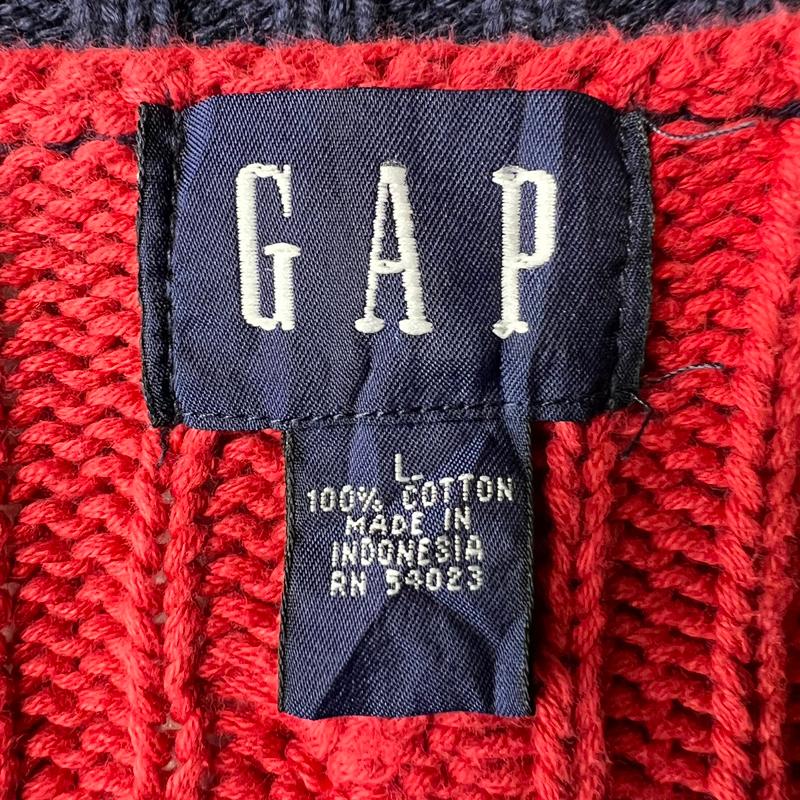 90s GAP クレイジー パターン コットン ケーブル ニット カーディガン L キッズ / 90年代 オールド ギャップ セーター｜34com｜03