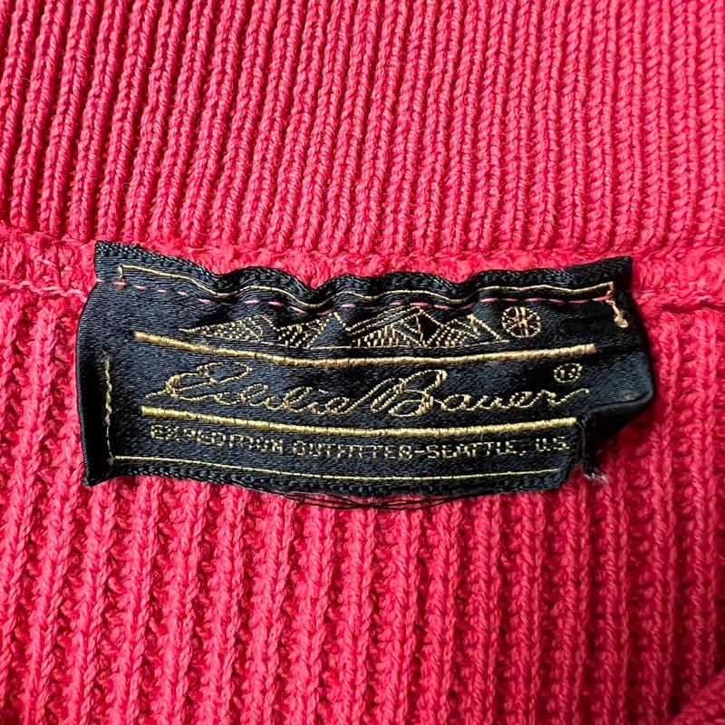Eddie Bauer 80s 黒タグ ヘンリーネック コットン ニット Eddie Bauer 80s 黒タグ ヘンリーネック コットン ニット