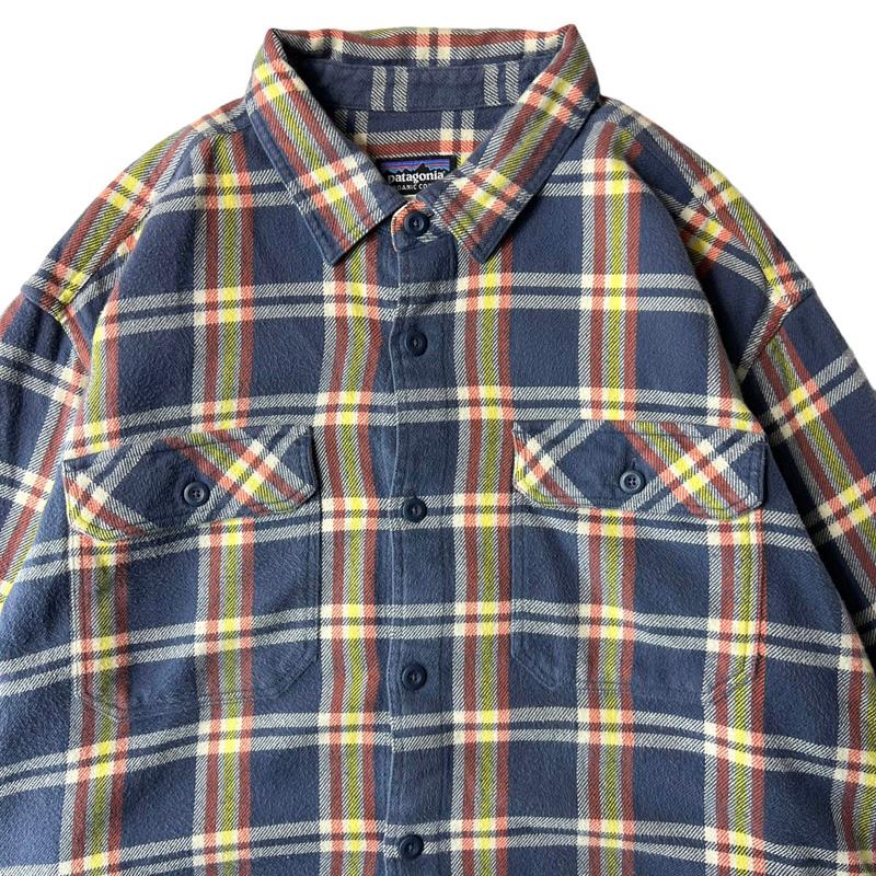 1997s Patagonia フランネルシャツ ブルーオンブレ XLサイズ トップス