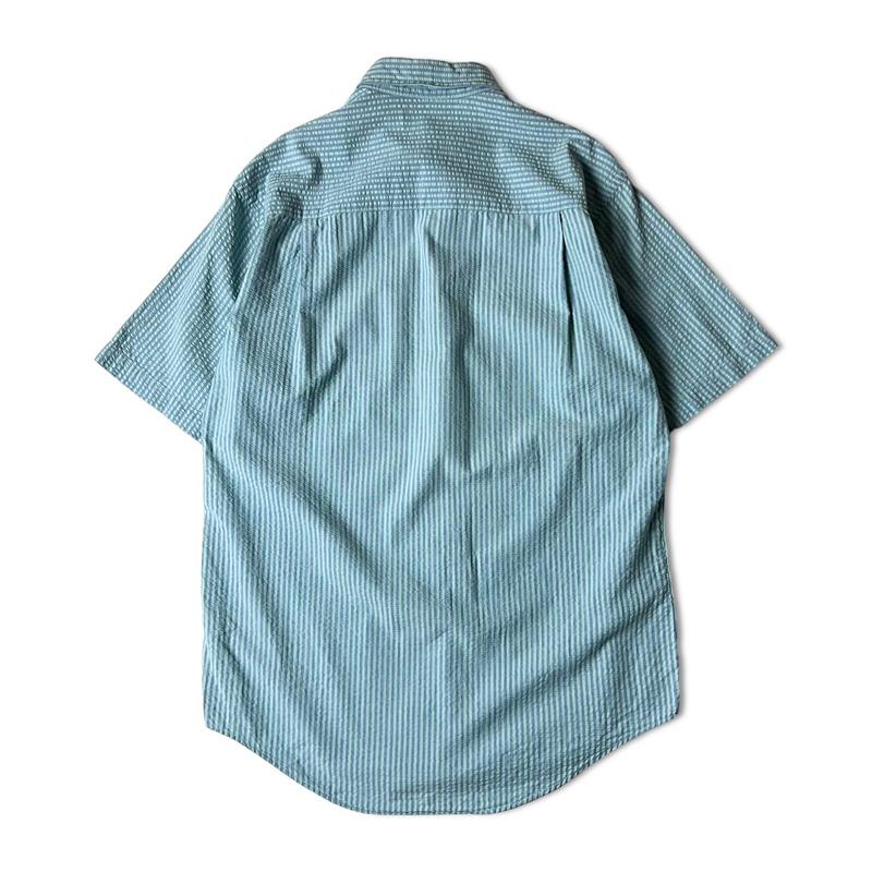 80s LLBean ストライプ シアサッカー 半袖 ボタンダウン シャツ S / 80