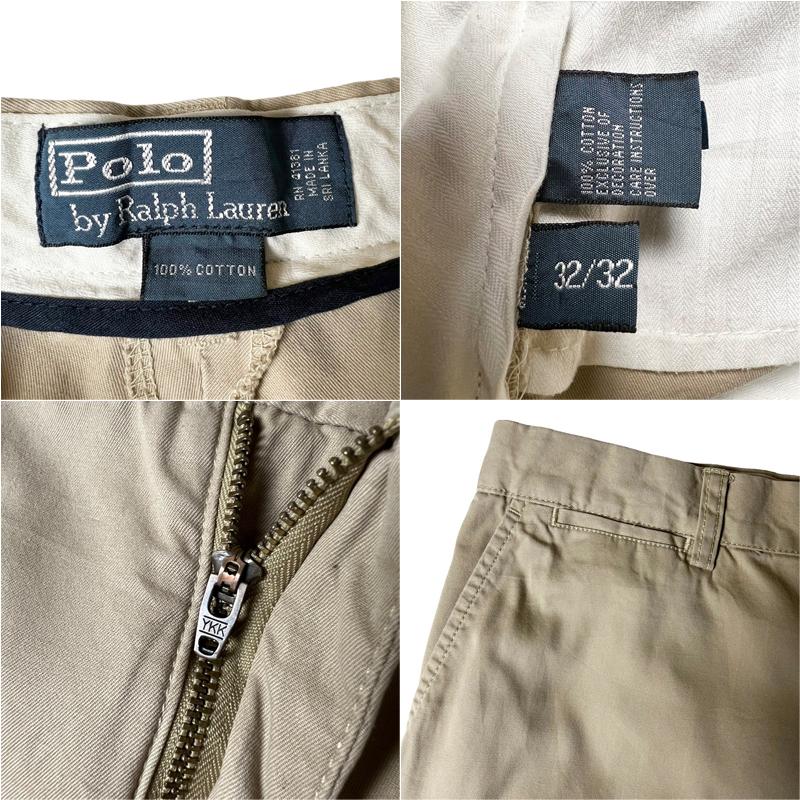 POLO RALPH LAUREN 90s ノータック コットン チノ パンツ 32 POLO RALPH LAUREN 90s ノータック コットン チノ パンツ 32