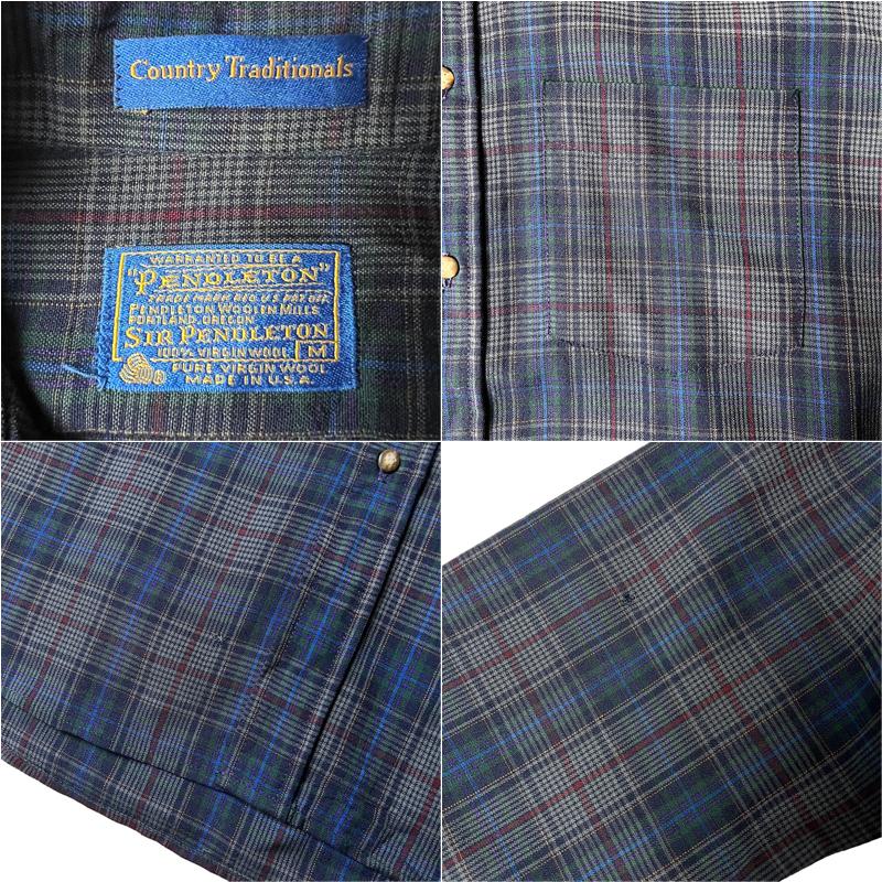 最上級 70s SIR PENDLETON チェック ウール 長袖 ボタンダウン 最上級 70s SIR PENDLETON チェック ウール 長袖 ボタンダウン