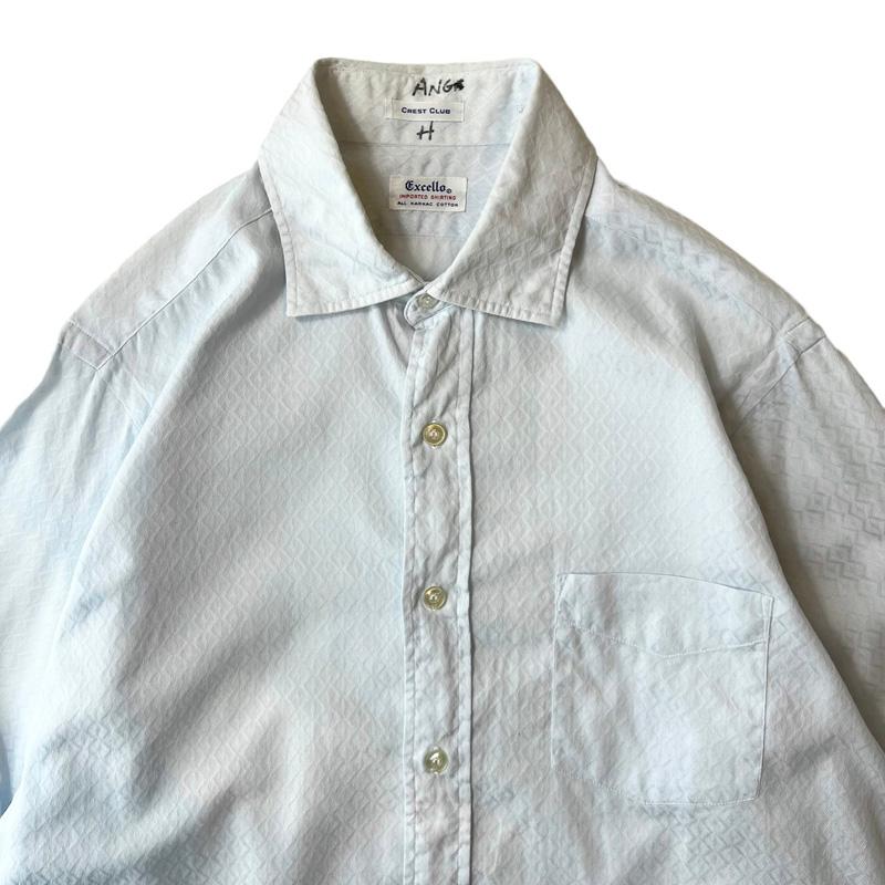 60s USA製 Excello マチ付き 織柄 長袖 コットン シャツ 15 1/2 / 60 