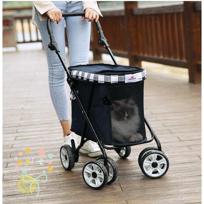 ペットカート 猫 犬 3way 折りたたみ 四輪 小型犬 中型犬 360°回転 介護用 お出かけ 軽量 組み立て簡単 バギー 多頭用 カート_2