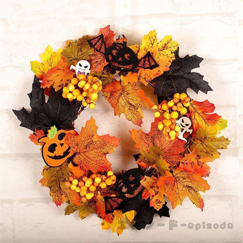 リース ハロウィン 花 秋 手作り LEDライト クリスマス 飾り付け 