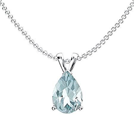 10Kホワイトゴールド 9x7mm ペアカット レディース ソリティアペンダント (シルバーチェーン付属)