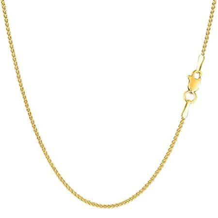 14K イエローまたはホワイトゴールド 1.00mm 輝くラウンドウィートチェーンネックレス ペンダントとチャーム ロブスタークロウクラスプ付き (1