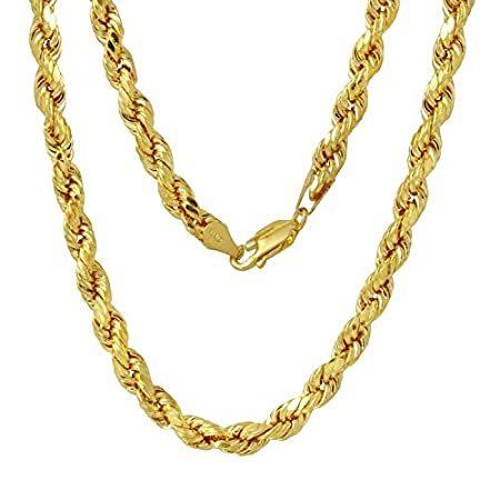 10Kゴールド 1.5mm 2mm 2.5mm 3mm 3.5mm 4mm 5mm 7mm ダイヤモンドカット ロープチェーンネックレス ブレスレット