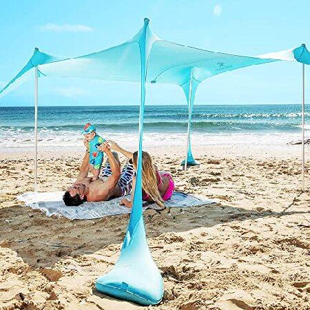 SUN NINJA Pop Up Beach Tent Sun Shelter UPF50+ with Sand Shovel, Ground Peg