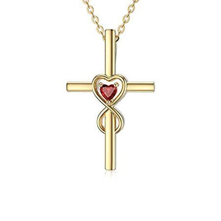 入荷商品 Yafeeso 14kゴールド十字架クロスネックレス 女性用 ソリッドインフィニティペンダントネックレス レッドハート付き 記念日 誕生日ジュエリー 安心保障付き Paynow Universalpapershredding Com