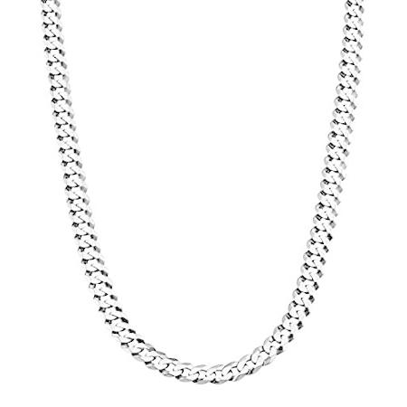 Savlano 925スターリングシルバー 5mm イタリア製 カーブキューバリンクチェーンネックレス 男女兼用 ギフトボックス付き (5mm)