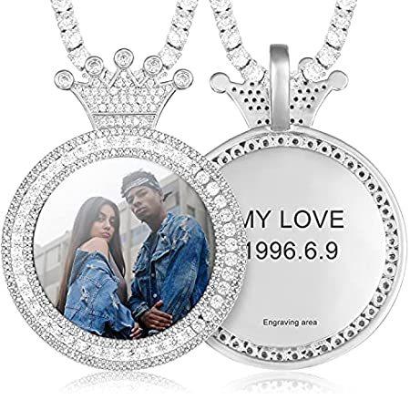 YIMERAIRE ピクチャーネックレス パーソナライズヒップホップジュエリー メンズ 無料刻印 カスタムフォトテキスト ドッグタグ レディース 誕生