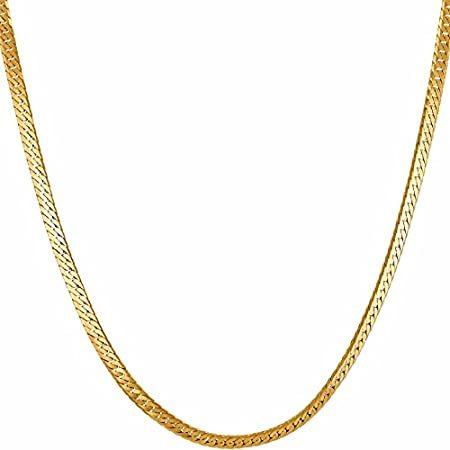LIFETIME JEWELRY Beveled Herringbone Chain Necklace for Women and Men 24k G