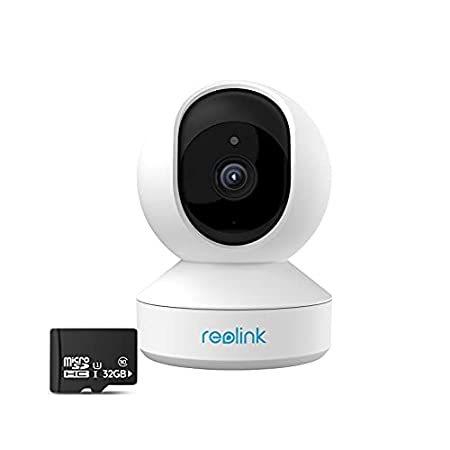 2022人気特価 Security WiFi Indoor Plug-in 4MP Reolink Camera Mic 32GB with Bundle Pro E1 その他周辺機器