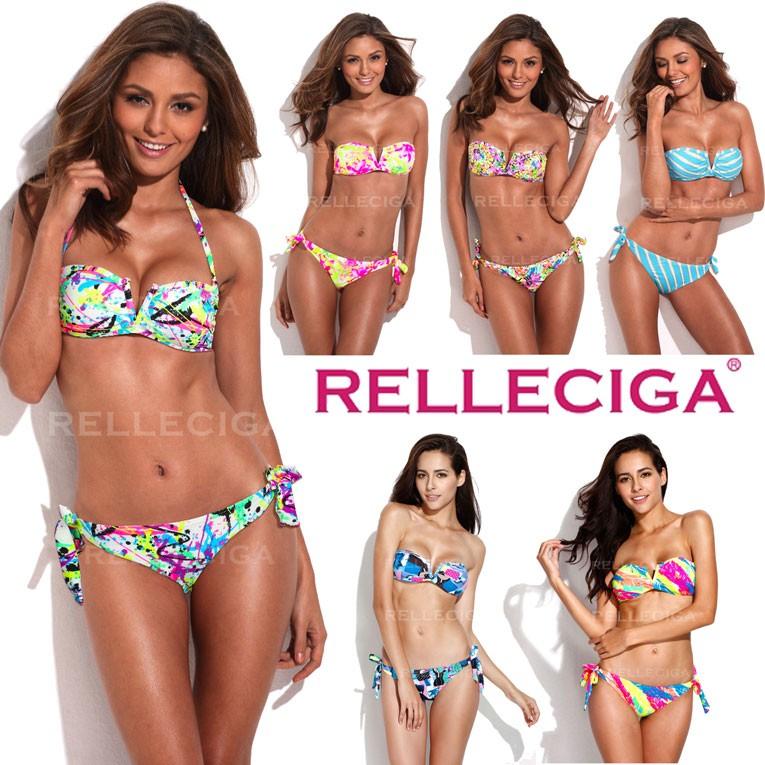 水着 ビキニ レディース RELLECIGA Vワイヤーバンドゥビキニ セパレート フラワー 花柄 カラフル デザイン プリント ネオンカラー