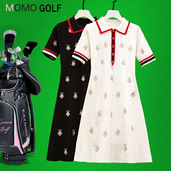 レディースゴルフウエア ゴルフワンピース 速乾シルクニットゴルフウエア ゴルフウエア 大人カジュアル ゴルフ女子ゴルフファッションゴルフウエア ゴルフコーデ 伸縮素材 Momoのレディースゴルフウエア ゴルフワンピース ゴルフ B109y 大人カジュアル Momo 当店限定