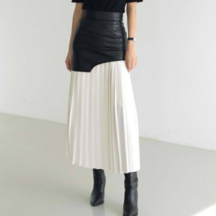 Aラインシフォンプリーツスカート レザードッキングスカートスカートコーデ アラサーママ アラフォーファッション ワンマイルコーデ 大人韓国風 Pzf3qldo0f レディースファッション Www Elghoniemy Com