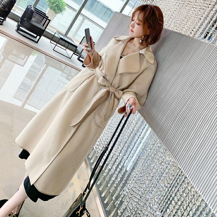 大人ピュアウールコート ミドル丈コート 秋冬コートファッション 大人ガーリー アラサーファッションコーデ アラフォー風 ナチュラルコーデライフ