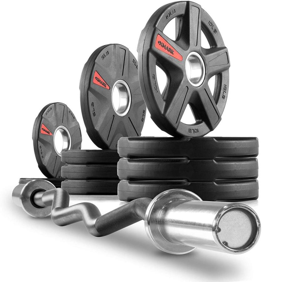 Xmark Olympic Ez Curl Bar With Texas Star 65 Lb Olympic Plate Weight Apaproduction Fr