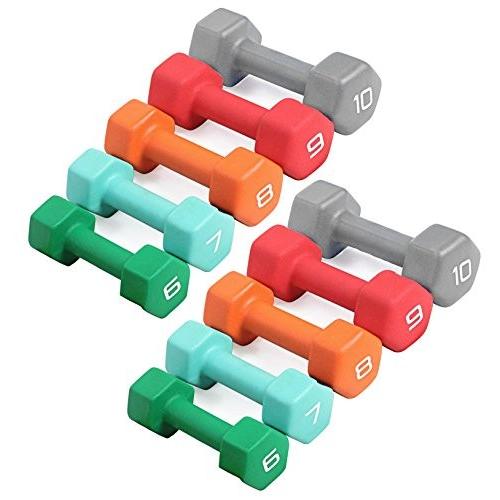 2019超人気 CAP Barbell SDN4 Colored Neoprene Hex Dumbbell Set - 6, 7, 8, 9, 10 lb, フジゴルフ 89d00164