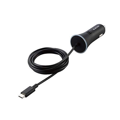エレコム カーチャージャー シガーソケット 18W (USB PD対応) Type-Cケーブル 1.5m 一体型 ブラック MPA-CCCUSB
