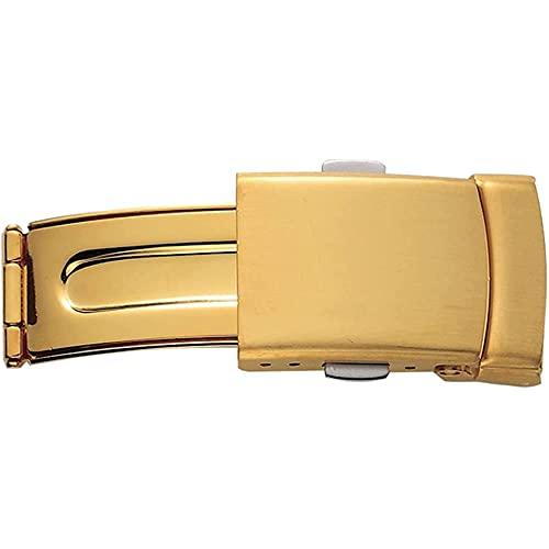 BAMBI (バンビ) レザーバックル 三折れプッシュ式 金メッキ 16mm ゴールド ZG002N