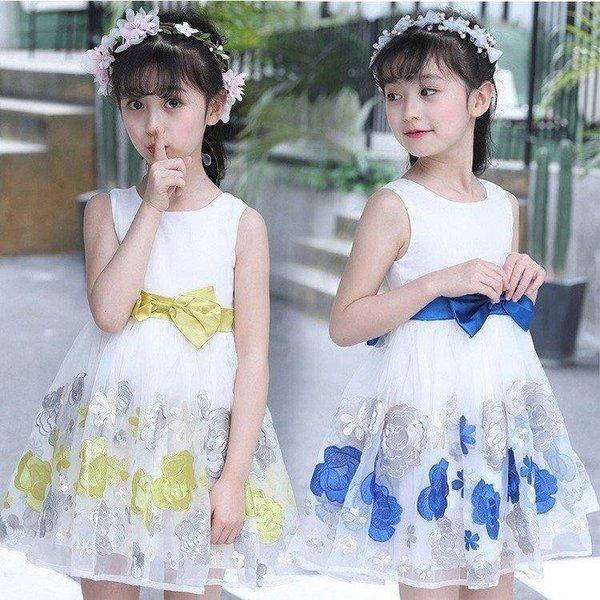 子供服 女の子ワンピース 花柄 刺繍 ワンピースドレス 子供ワンピース 子どもドレス キッズ ジュニア ノースリーブ ワンピース演奏会 結婚式 発表会 新規購入