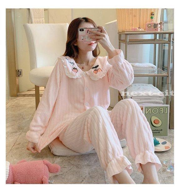 ルームウェア 上下セット もこもこ レディース パジャマ フリース 厚手 ゆったり 可愛い 冬 部屋着 長袖 長ズボン 寝巻き 暖かい 防寒 おしゃれ 韓国風 R6ighm8n0i 下着 靴下 部屋着 Gradbound Com