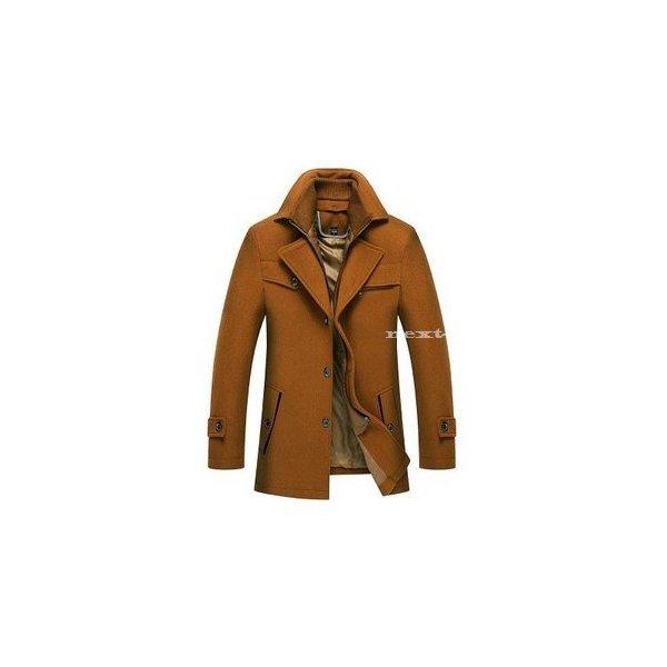 開店記念セール ピーコート Pコート メンズ コート ジャケット スリム ミディアム丈 ビジネス 通勤 デートコート 厚手 シングルボタンー 折り襟 ダブルネック