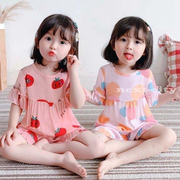 ブランドのギフト ベビー服 シューズ ベビーパジャマセットキッズ子供服インナー夏服 ベビーパジャマセット キッズ 子供服 インナー上下セット ルームウェア 半袖 綿 部屋着 可愛い 子ども 女の子 薄い 柔らかい 夏