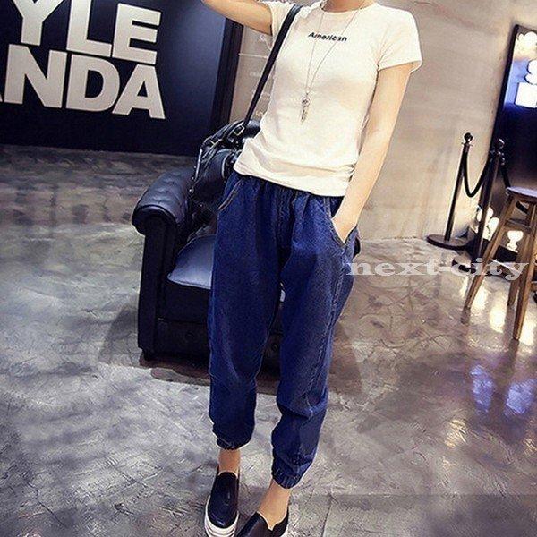 人気ブランド多数対象 デニム ジョガーパンツ レディース 裾ゴム デニムパンツ サルエルパンツ ロングパンツ ジーンズ ジーパン