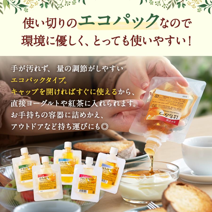 5種類蜂蜜セット(ハンガリーアカシア・カナダ・ウクライナ・アルゼンチン・オリジナルアカシア）各100g×5個  メール便限定 送料無料 お試し商品 サンプル　爆買 | 熊手のはちみつ | 04