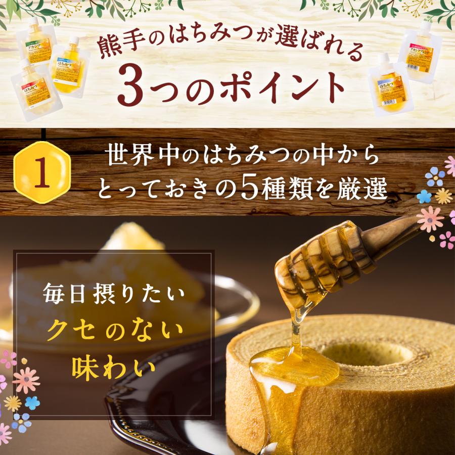 5種類蜂蜜セット(ハンガリーアカシア・カナダ・ウクライナ・アルゼンチン・オリジナルアカシア）各100g×5個  メール便限定 送料無料 お試し商品 サンプル　爆買 | 熊手のはちみつ | 07