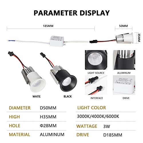 最大12%OFFクーポン パック3 W Mini LEDスポットライト器具/埋め込み型の天井スポットライトホワイトキットCREE LED 3000 K * dc12 Vドライバ穴開き28 mm