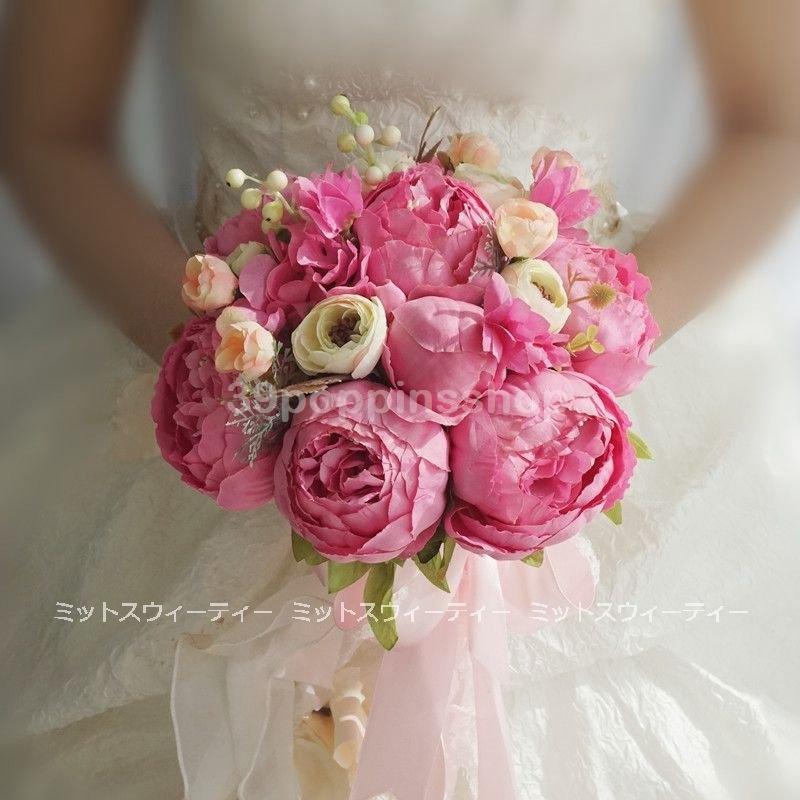 ウエディングブーケ 安い 二次会 結婚式 ローズ 造花 ウェディング用 アレンジメント 花嫁 ブーケ 手作り ブライダルブーケ