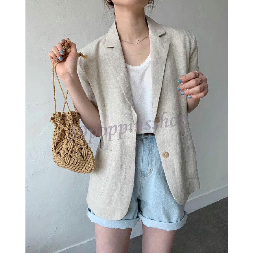 夏 ジャケット レディース 綿麻ジャケット 半袖 薄手 サマージャケット ベージュ リネンジャケット 韓国風 カジュアルジャケット ライトアウター 日焼け Popo 7797ukyyk 39poppins Shop 通販 Yahoo ショッピング