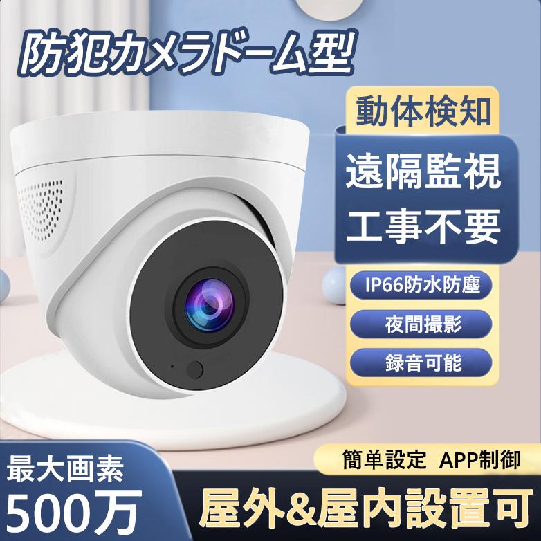 防犯カメラ ドーム型 最大500万画素 ワイヤレス 家庭用 屋外 防犯カメラ ドーム型 最大500万画素 ワイヤレス 家庭用 屋外