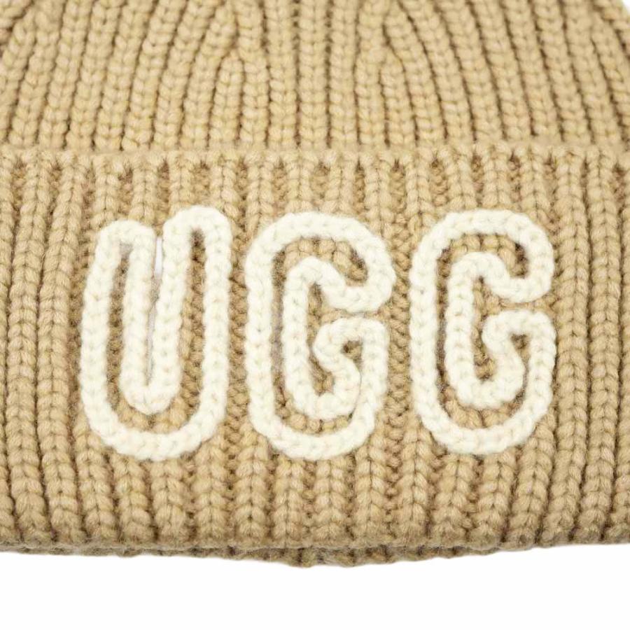 がっくん　UGG ベージュ ニット帽 OSサイズ UGG キッズ ニット帽 アグ 女の子 子供 かわいい おしゃれ 帽子