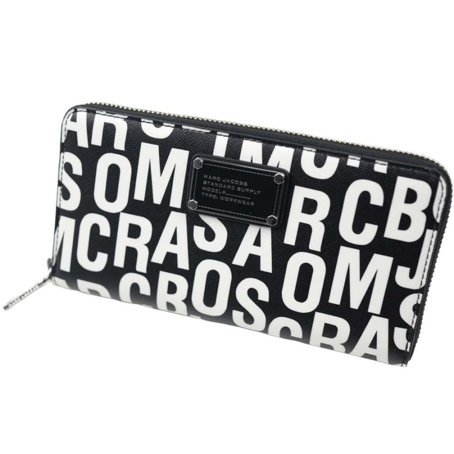 【中古】MARC JACOBS | マークジェイコブス 総柄　ラウンドファスナー長財布 S151L03FA22-005 ブラック×ホワイト【尾張小牧店】 マークジェイコブス 長財布 S151L03FA22 005 (MARC JACOBS/長財布