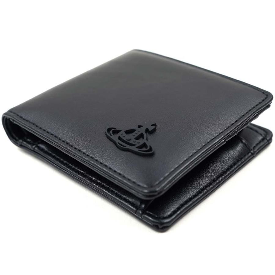 ヴィヴィアン ウエストウッド 二つ折り財布 ヴィーガンレザー Vivienne WestWood SMOOTH BIOGREEN BILLFOLD WITH COIN POCKET BLACK 51010009 S000H N403｜39surprise｜03