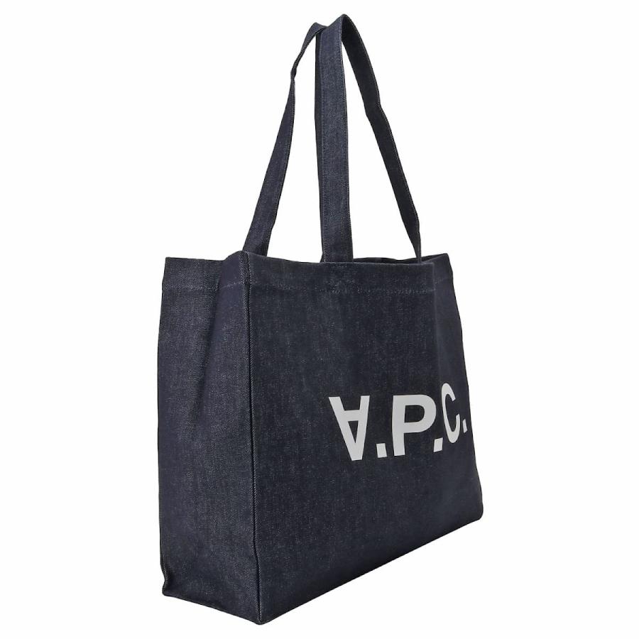 並行輸入品 アーペーセー バッグ A.P.C. ユニセックス APC ロゴプリント デニム トートバッグ ショルダーバッグ インディゴ ネイビー系 COCSX-M61446-IAI-INDIGOの画像