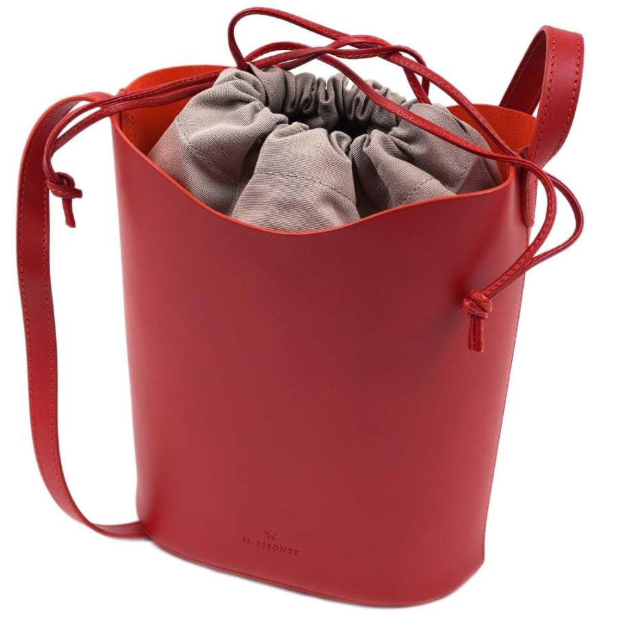 【新品未使用】IL BISONTE レッドレザーショルダーバッグ IL BISONTE 赤 レザー ショルダーバッグ