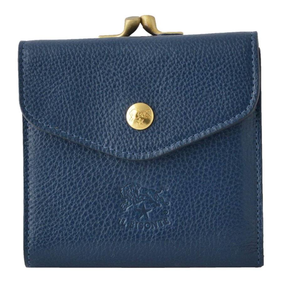 イルビゾンテ 財布 IL BISONTE Blu がま口小銭入れ付 二つ折り 