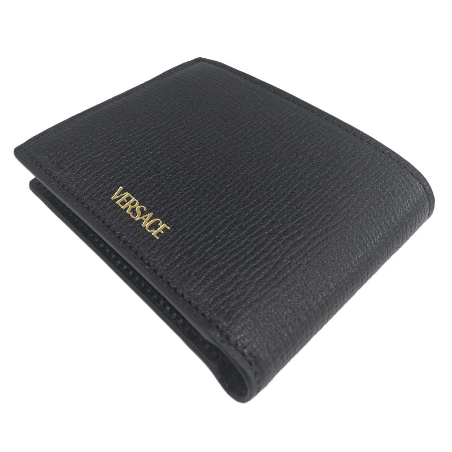 並行輸入品 ヴェルサーチェ 財布 VERSACE メンズ DPU6737 1A10544 1B00V メドゥーサ ビギー 小銭入れ付 二つ折り財布 ブラック MEDUSA BIGGIEの画像