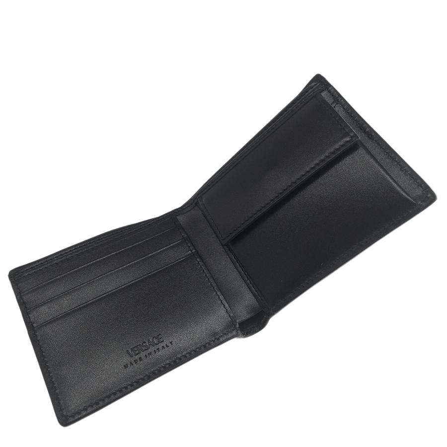並行輸入品 ヴェルサーチェ 財布 VERSACE メンズ DPU6737 1A10544 1B00V メドゥーサ ビギー 小銭入れ付 二つ折り財布 ブラック MEDUSA BIGGIEの画像