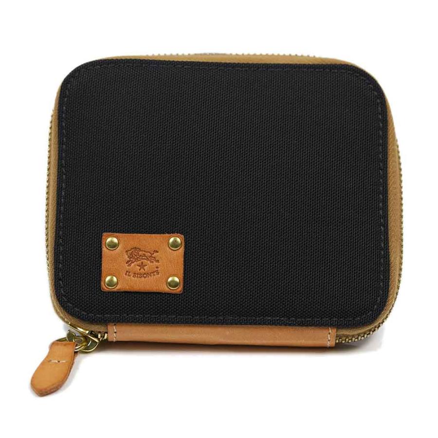 IL BISONTE ミニ財布ブラック コインケースラウンドファスナー IL BISONTE ミニ財布ブラック コインケースラウンドファスナー