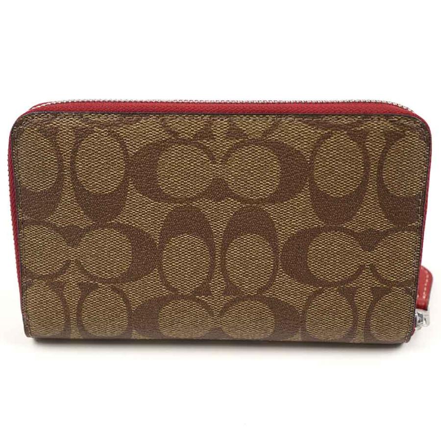 ☆COACH 二つ折り財布 ダークブラウン/レッド コーチ COACH 財布 折財布 二つ折り （レッド） - ファッション通販 d