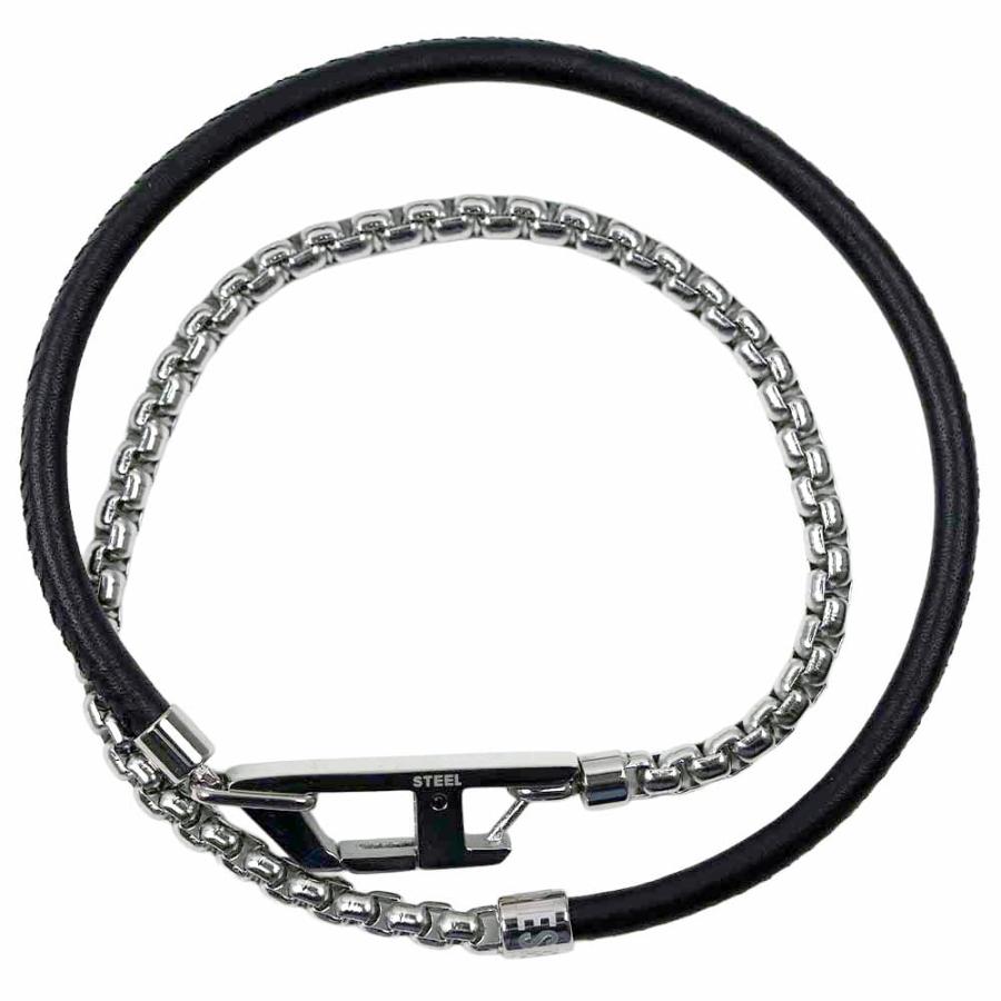 並行輸入品 ディーゼル DIESEL ブレスレット アクセサリー メンズ ブラック×シルバー DX1472040の画像