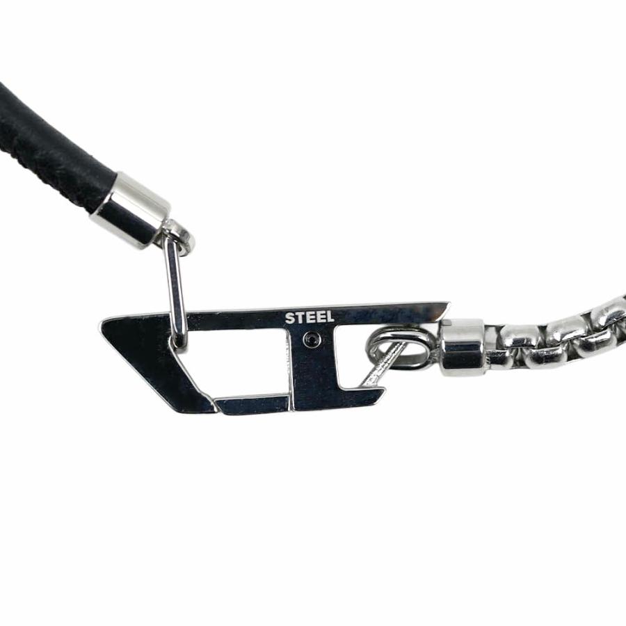 並行輸入品 ディーゼル DIESEL ブレスレット アクセサリー メンズ ブラック×シルバー DX1472040の画像